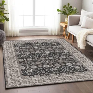Luxury Washable Hatay Black 9\' x 12\' Rug