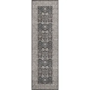 Luxury Washable Hatay Black 2\'3\" x 7\'6\" Runner Rug