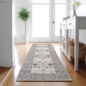 Luxury Washable Hatay Ivory 2\'3\" x 7\'6\" Runner Rug