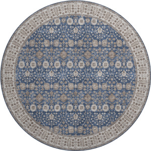 Luxury Washable Hatay Navy 8' x 8' Round Rug