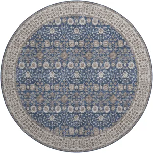 Luxury Washable Hatay Navy 8\' x 8\' Round Rug