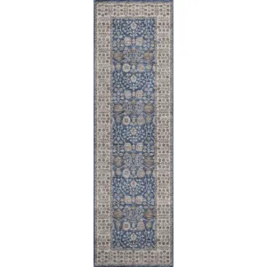 Luxury Washable Hatay Navy 2\'3\" x 7\'6\" Runner Rug