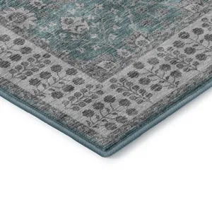 Luxury Washable Hatay Teal 2\'6\" x 3\'10\" Rug