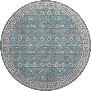 Luxury Washable Hatay Teal 8' x 8' Round Rug