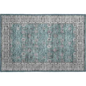 Luxury Washable Hatay Teal 1\'8\" x 2\'6\" Rug
