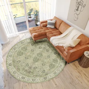 Luxury Washable Hatay Aloe 8\' x 8\' Round Rug