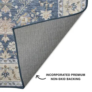 Luxury Washable Hatay Blue 1\'8\" x 2\'6\" Rug