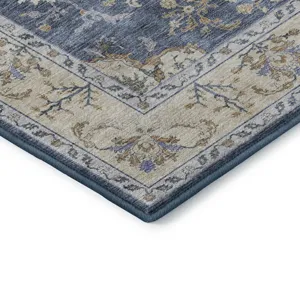 Luxury Washable Hatay Blue 1\'8\" x 2\'6\" Rug