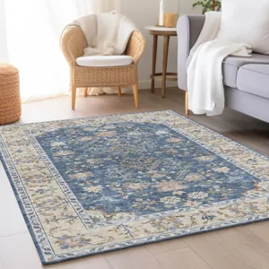 Luxury Washable Hatay Blue 2\'6\" x 3\'10\" Rug