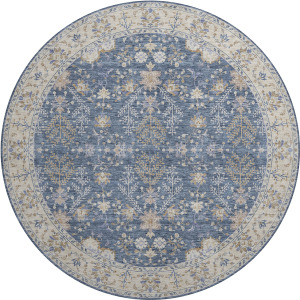 Luxury Washable Hatay Blue 8' x 8' Round Rug