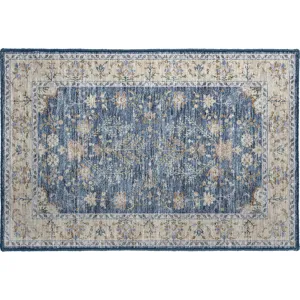 Luxury Washable Hatay Blue 1\'8\" x 2\'6\" Rug