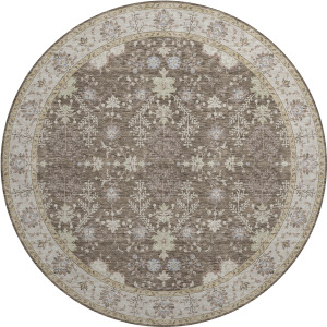 Luxury Washable Hatay Brown 8' x 8' Round Rug