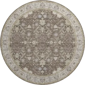 Luxury Washable Hatay Brown 8\' x 8\' Round Rug