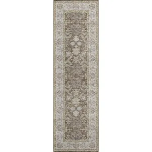 Luxury Washable Hatay Brown 2\'3\" x 7\'6\" Runner Rug