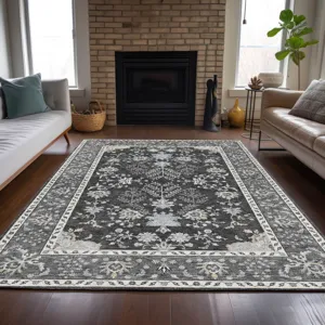Luxury Washable Hatay Charcoal 8\' x 10\' Rug