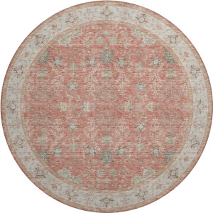 Luxury Washable Hatay Coral 8' x 8' Round Rug