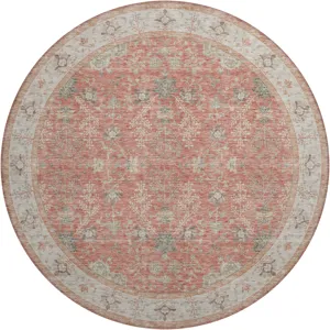Luxury Washable Hatay Coral 8\' x 8\' Round Rug