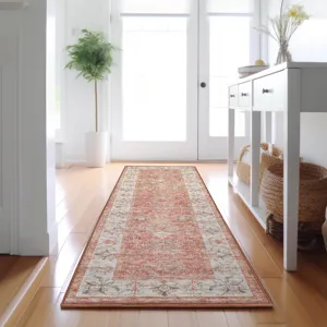 Luxury Washable Hatay Coral 2\'3\" x 7\'6\" Runner Rug