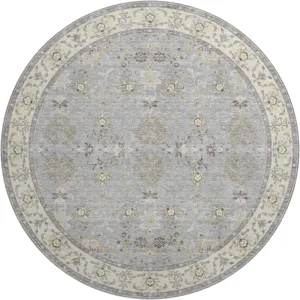 Luxury Washable Hatay Gray 8\' x 8\' Round Rug