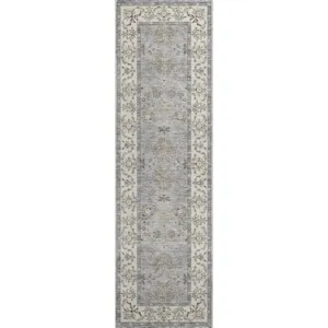 Luxury Washable Hatay Gray 2\'3\" x 7\'6\" Runner Rug