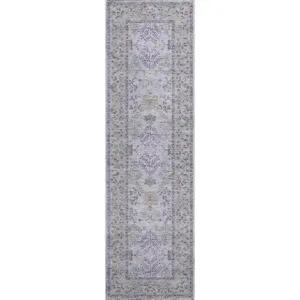 Luxury Washable Hatay Lavender 2\'3\" x 7\'6\" Runner Rug