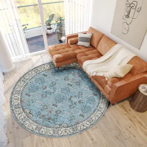 Luxury Washable Hatay Sky 8\' x 8\' Round Rug
