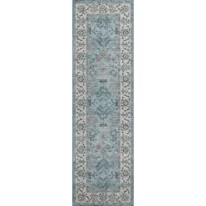 Luxury Washable Hatay Sky 2\'3\" x 7\'6\" Runner Rug