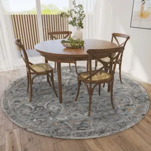 Jericho Silver 4\' x 4\' Round Rug