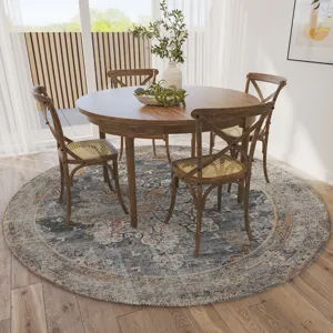Jericho Charcoal 4\' x 4\' Round Rug