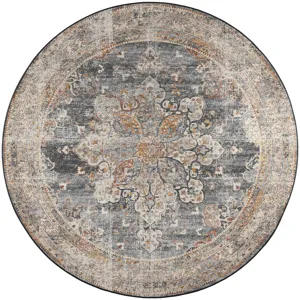 Jericho Charcoal 4\' x 4\' Round Rug