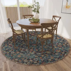 Jericho Navy 4\' x 4\' Round Rug