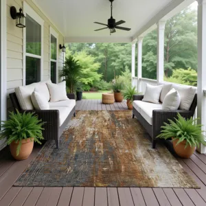 Luxury Washable Indoor/Outdoor Kochi Rust 10\' x 14\' Rug