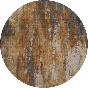 Luxury Washable Indoor/Outdoor Kochi Rust 8' x 8' Round Rug