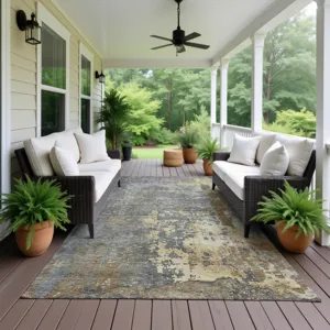 Luxury Washable Indoor/Outdoor Kochi Pewter 2\'6\" x 3\'10\" Rug