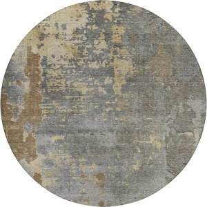 Luxury Washable Indoor/Outdoor Kochi Pewter 8' x 8' Round Rug