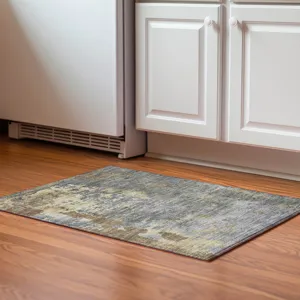 Luxury Washable Indoor/Outdoor Kochi Pewter 1\'8\" x 2\'6\" Rug