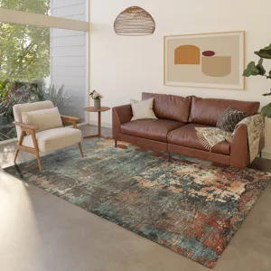 Luxury Washable Indoor/Outdoor Kochi Teal 3\' x 5\' Rug