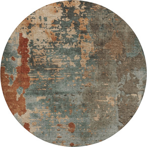 Luxury Washable Indoor/Outdoor Kochi Teal 8' x 8' Round Rug