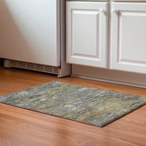 Luxury Washable Indoor/Outdoor Kochi Gray 1\'8\" x 2\'6\" Rug