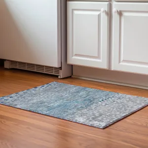 Luxury Washable Indoor/Outdoor Kochi Gray 1\'8\" x 2\'6\" Rug