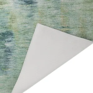 Luxury Washable Indoor/Outdoor Kochi Teal 9\' x 12\' Rug