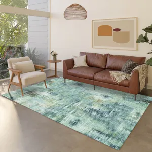 Luxury Washable Indoor/Outdoor Kochi Teal 9\' x 12\' Rug