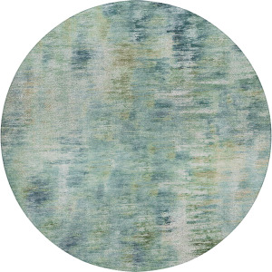 Luxury Washable Indoor/Outdoor Kochi Teal 8' x 8' Round Rug