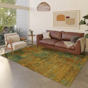 Luxury Washable Indoor/Outdoor Kochi Copper 9\' x 12\' Rug