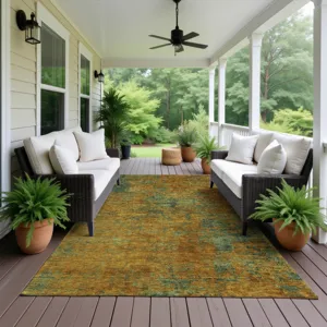 Luxury Washable Indoor/Outdoor Kochi Copper 9\' x 12\' Rug