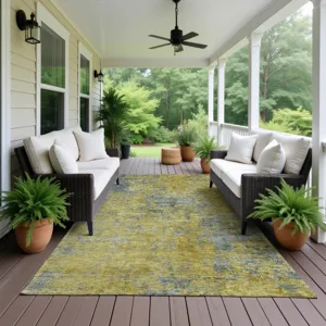 Luxury Washable Indoor/Outdoor Kochi Gold 8\' x 10\' Rug