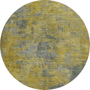 Luxury Washable Indoor/Outdoor Kochi Gold 8' x 8' Round Rug