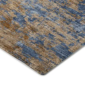 Luxury Washable Indoor/Outdoor Kochi Navy 8\' x 8\' Round Rug