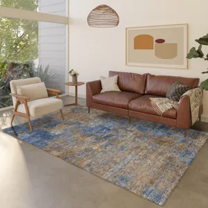 Luxury Washable Indoor/Outdoor Kochi Navy 10\' x 14\' Rug