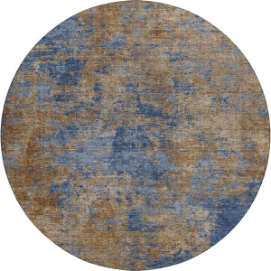 Luxury Washable Indoor/Outdoor Kochi Navy 8' x 8' Round Rug